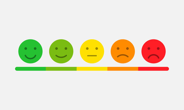 Rating scale in the form of mood emoticons. Feedback or rating. Vector EPS 10