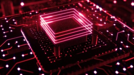 chip technology. beautiful background. electric current from moving chips. information transfer. for tech videos. Cyber and antivirus security