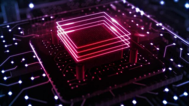 chip technology. beautiful background. electric current from moving chips. information transfer. for tech videos. Cyber and antivirus security