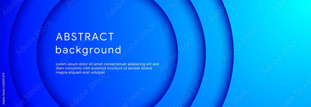 Poster abstract circles geometric blue color business minimal gradient copy space background. vector long b