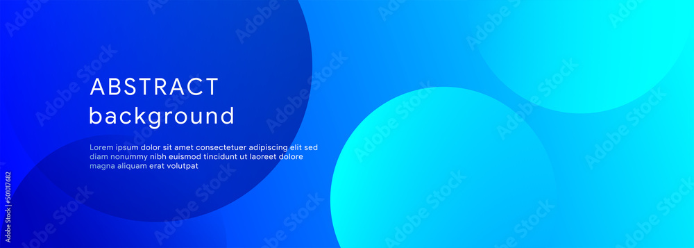 Poster abstract circles geometric blue color business minimal gradient copy space background. vector long b