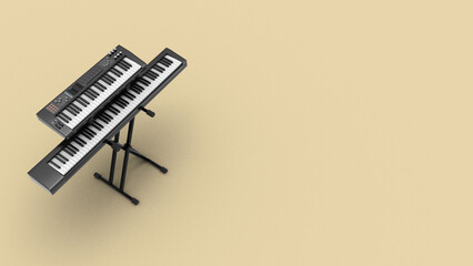 Fototapeta na wymiar Keyboard Electric Organ Synthesizer 電子オルガン エレクトーン シンセサイザー 3D Rendering Image
