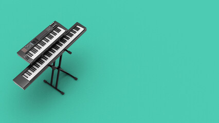 Fototapeta na wymiar Keyboard Electric Organ Synthesizer 電子オルガン エレクトーン シンセサイザー 3D Rendering Image