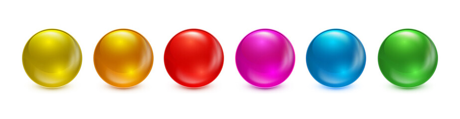 Vector balls set. Collection of abstract colorful balls with shadow. Glossy spheres isolated on white background. Vector stock illustration EPS10