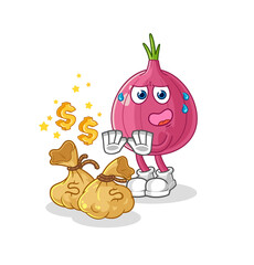 red onion refuse money illustration. character vector