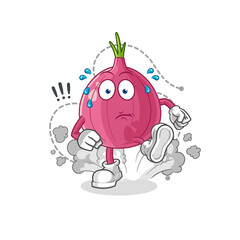 red onion running illustration. character vector