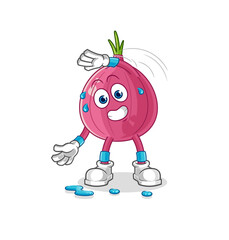 red onion stretching character. cartoon mascot vector