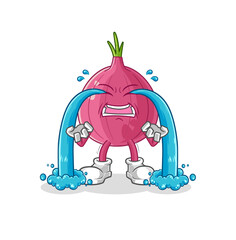 red onion crying illustration. character vector