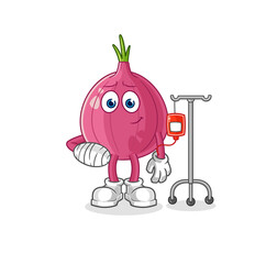red onion sick in IV illustration. character vector