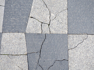 Cracks in pavement tiles. Masonry. The texture of the flooring.