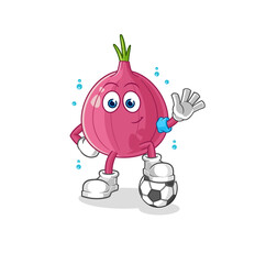 red onion playing soccer illustration. character vector