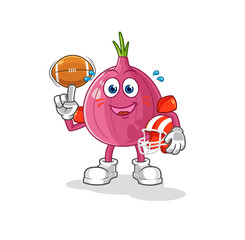 red onion playing rugby character. cartoon mascot vector