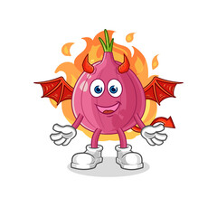 red onion demon with wings character. cartoon mascot vector