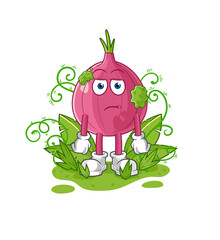 red onion waiting too long mascot. cartoon vector