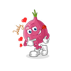 red onion flirting illustration. character vector