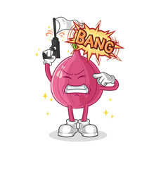 red onion warning shot mascot. cartoon vector