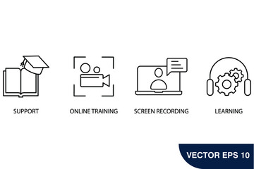 Video tutorial icons set . Video tutorial pack symbol vector elements for infographic web