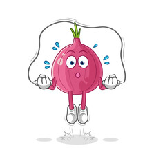 red onion jump rope exercise. character vector