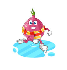 red onion ice skiing cartoon. character mascot vector