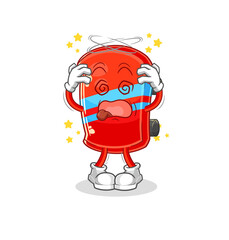 skateboard dizzy head mascot. cartoon vector