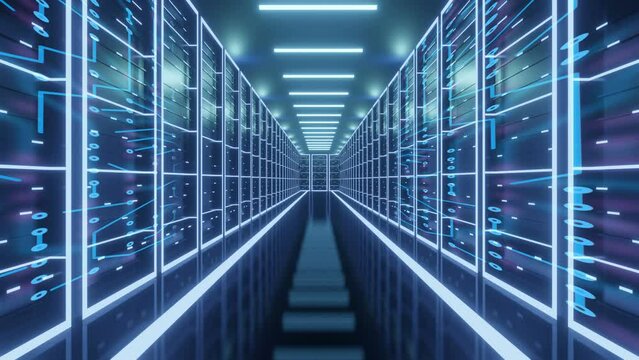 Computer network security server room data center. big data storage and cloud