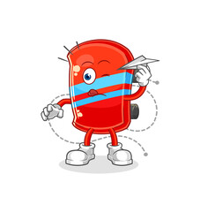 skateboard with paper plane character. cartoon mascot vector