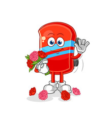 Obraz premium skateboard with bouquet mascot. cartoon vector