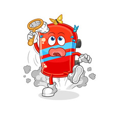 skateboard catch butterfly illustration. character vector