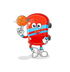 skateboard playing basket ball mascot. cartoon vector