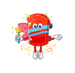 skateboard fairy with wings and stick. cartoon mascot vector