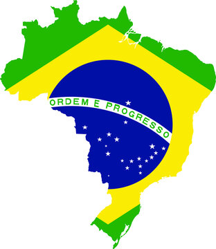 Map of Brazil with national flag  - the Eastern region of South American continent