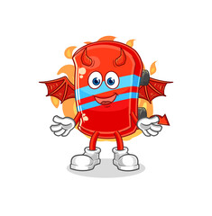 skateboard demon with wings character. cartoon mascot vector