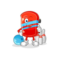 skateboard play bowling illustration. character vector