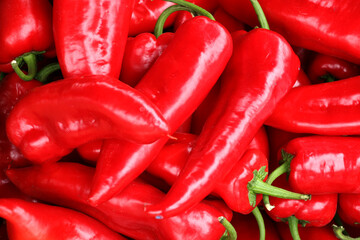selective focus: Red pepper grown with organic fertilizer produced by villagers in Turkey. background