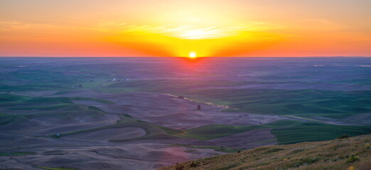 Palouse Rolling hills at Sunset