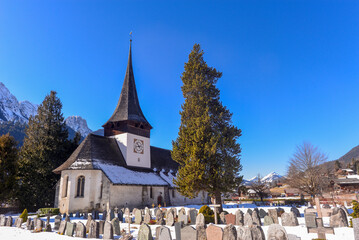 Reformierte Kirche Saint-Nicolas de Myre in Rougemont VD im Bezirk Riviera-Pays-d’Enhaut im...
