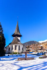 Reformierte Kirche Saint-Nicolas de Myre in Rougemont VD im Bezirk Riviera-Pays-d’Enhaut im...