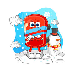 skateboard in cold winter character. cartoon mascot vector