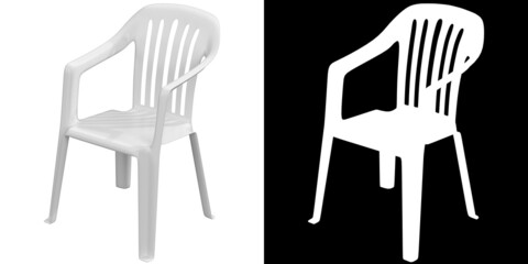 3D rendering illustration of a plastic chair