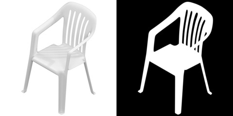 3D rendering illustration of a plastic chair