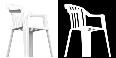 3D rendering illustration of a plastic chair