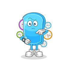 ski board with wristwatch cartoon. cartoon mascot vector