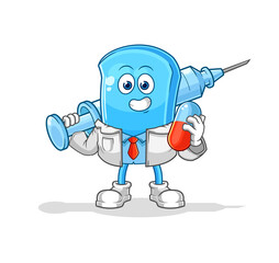 ski board doctor holding medichine and injection