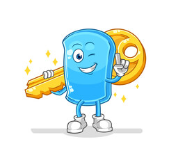 ski board carry the key mascot. cartoon vector