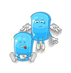 ski board spirit leaves the body mascot. cartoon vector