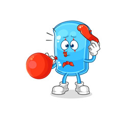 ski board pantomime blowing balloon. cartoon mascot vector