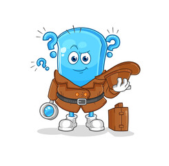 ski board detective vector. cartoon character