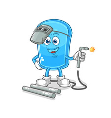 ski board welder mascot. cartoon vector