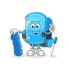 ski board go camping mascot. cartoon vector