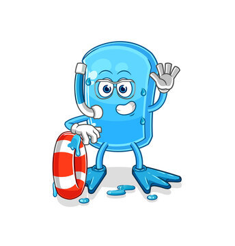 ski board swimmer with buoy mascot. cartoon vector